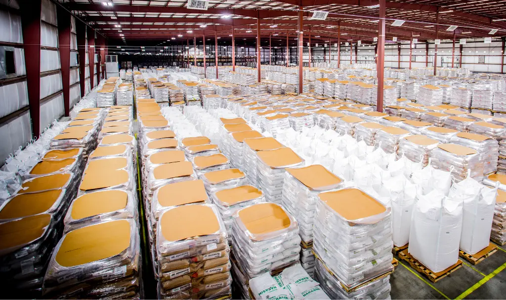 Agriculture and food freight palletized at Distributors Terminal's Indiana 3PL warehouse