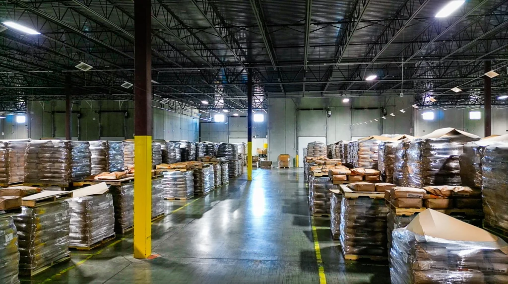 Pallet storage at the Distributors Terminal 3PL warehouse in Terre Haute, Indiana.